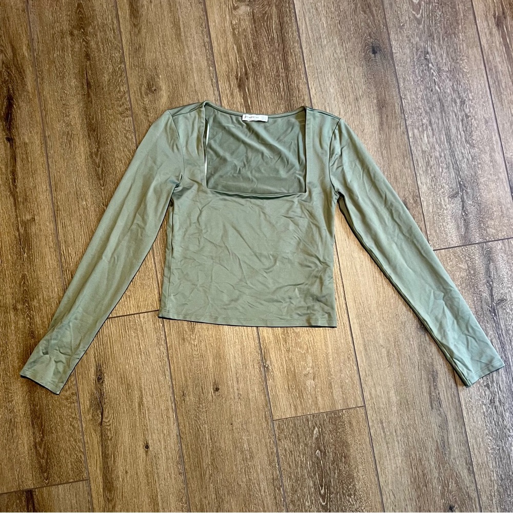 ASOS Long Sleeve Square Neck Seamless Top - Size Medium